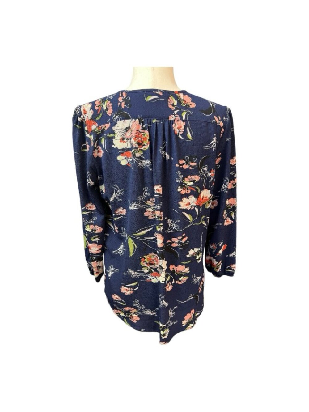 Fun2Fun Womens Floral Blouse~Size Small~Navy 3/4 Sleeve Top~NWOT~L12 10 - Picture 7 of 12